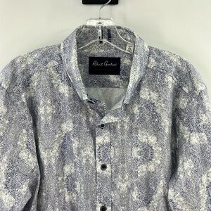 Robert Graham Men's Modern Americana Tailored Fit Button Front - Blue/White - XL